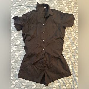 Alexander Wang Black Casual Button Down Romper Shorts Black Small